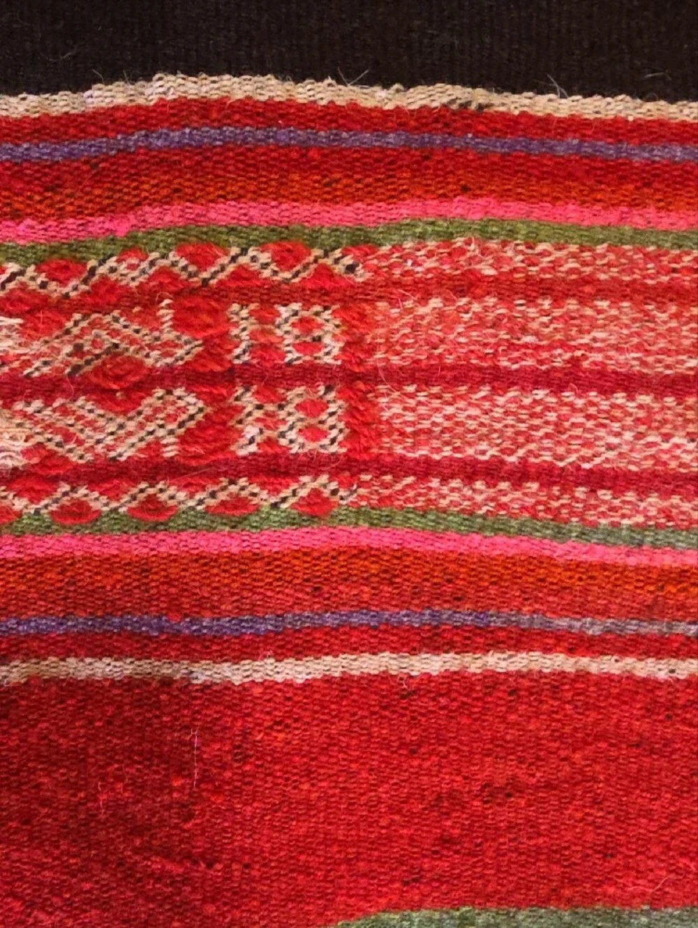 Handwoven Black Blanket with Red Striped Pattern - Picture 4 of 5